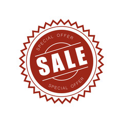 Sale stamp special offer sticker isolated red