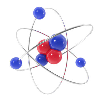 atom icon isolated on white background. 3d illustration