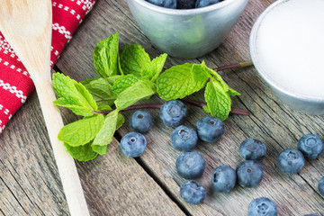 Ingredients for blueberry mojito.