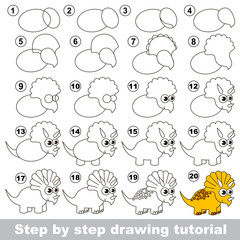 Triceratops. Drawing tutorial.
