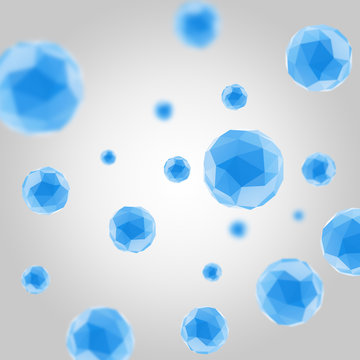 Abstract blue molecules, atoms polygon.