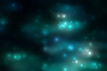 Bokeh light, shimmering blur spot lights on blue abstract