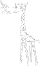 Hand drawn outline giraffe.