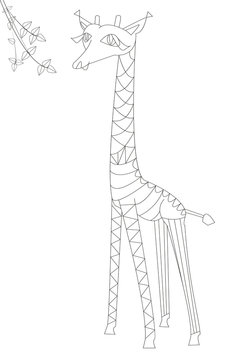 Hand drawn outline giraffe.