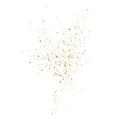 Golden glitter shine texture on a white background. Golden explosion of Confetti. Golden abstract particles on a light background. Isolated Holiday Design elements. Vector illustration.