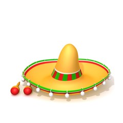 Mexican hat sombrero 3d illistration