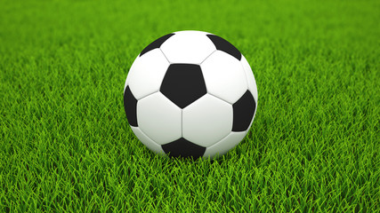 Fototapeta na wymiar Soccer ball on grass, DOF