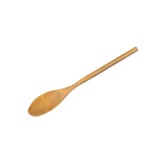 Wooden spoon on white background.
