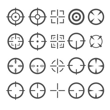 Crosshair Icon Set. Target Mouse Cursor Pointers. Vector