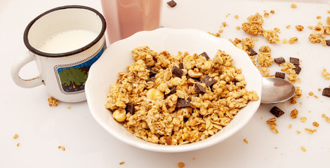 Crunchy muesli for breakfast.