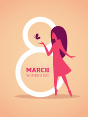 8th march design with girl silhouette