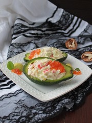 Salad from prawn and avocado