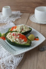 Salad from prawn and avocado