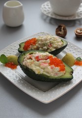 Salad from prawn and avocado