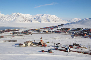 Mechanismen van het oude systeem om kolen te vervoeren in Longyearbyen, Spitsbergen
