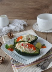 Salad from prawn and avocado