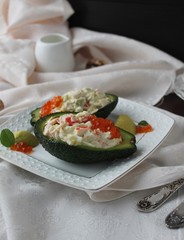 Salad from prawn and avocado