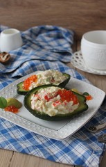 Salad from prawn and avocado