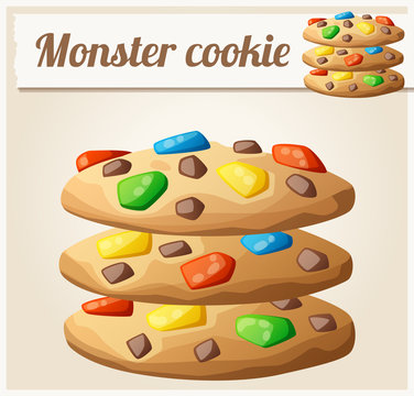 Monster cookies. Detailed vector icon