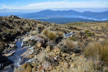 Tongariro Alpine Crossing, New Zealand - View over Lake Rotoaire, close to Ketetahi hut