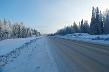 Snowy winter road