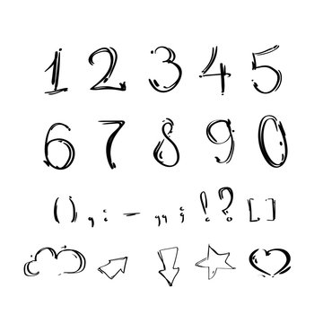 Numbers Arrows Sketch Hand Drawn Set Collection
