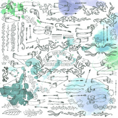 Hand drawn decoration elements.