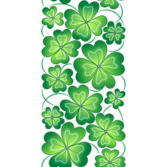 Vector seamless border with clover leaves. St. Patrick's day  pattern