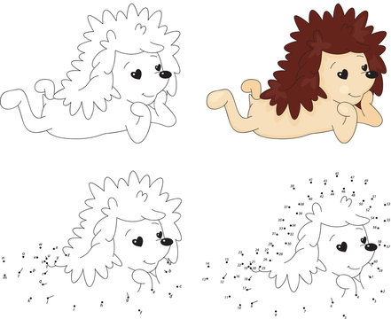 Cartoon hedgehog in love. Dot to dot game for kids. Coloring boo