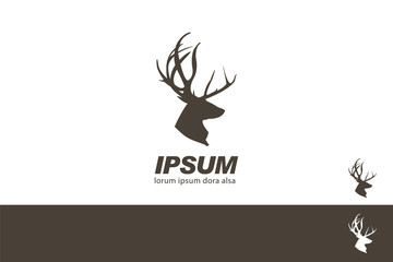 Deer Stag Head silhouette quality label branding design template