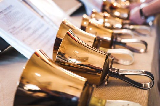 Handbells on table ready to perform