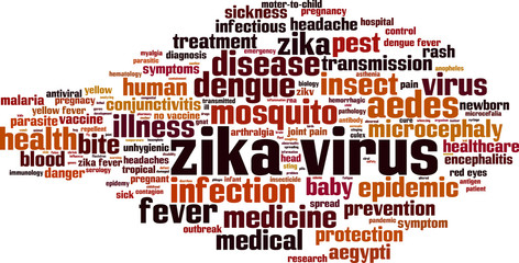 Zika virus word cloud concept. Vector illustration