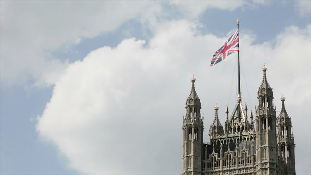 Union Flag flying on Victoria Tower, London