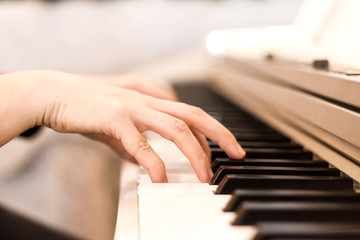 Fototapeta premium Piano keyboard close up black and white