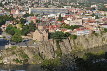 Fototapeta na wymiar Panorama of the center of Tbilisi, Georgia.