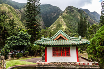 Japanese garden in Iao Valley State Park on Maui Hawaii