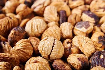 Dried peeled chestnut background
