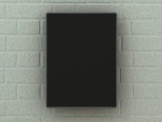 Empty blackboard on the brick wall. Copy paste image or text. 3d render