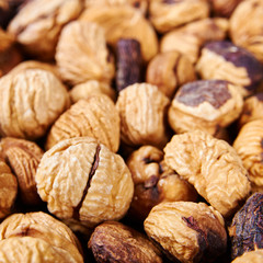 Dried peeled chestnut background