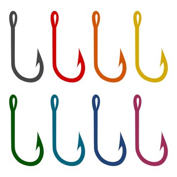 Fishing Hook vector icons set 