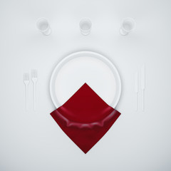 plate of white and red napkin