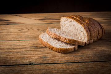 Bread on a wooden table