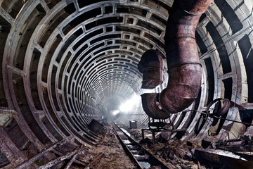 Abandoned subway tunnel. Kiev, Ukraine. Kyiv, Ukraine
