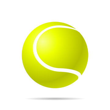 Realistic yellow tennis ball with shadow