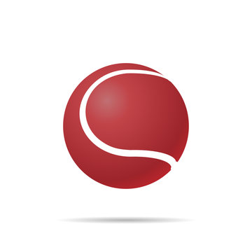 Realistic red tennis ball with shadow