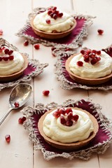 Pomegranate caramel tarts