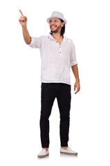 Young man in hat isolated on white