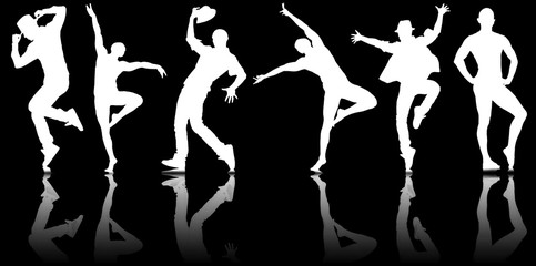 Silhouettes of dancers in dancing concept