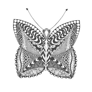Zentangle stylized butterfly. 