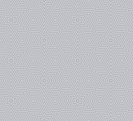 Fototapeta premium Simple seamless star shaped lines vector geometric pattern.